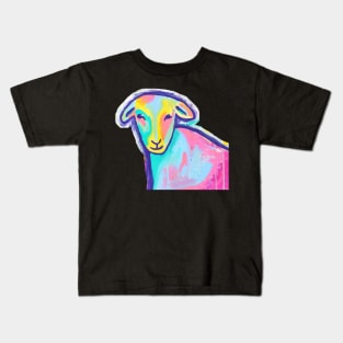 Bright abstract sheep painting mixed media Kids T-Shirt